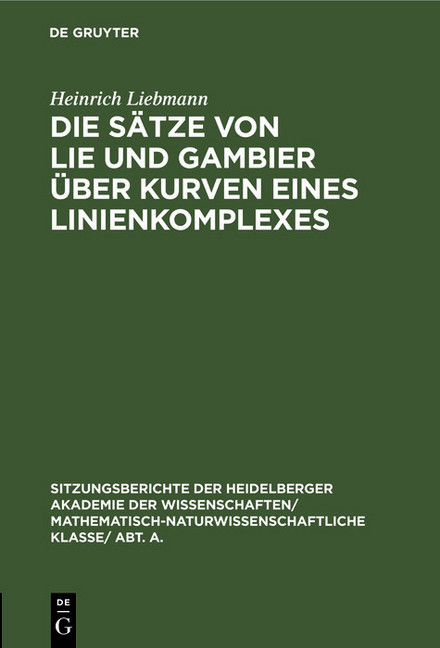 Die Sätze von Lie und Gambier über Kurven eines Linienkomplexes main product photo