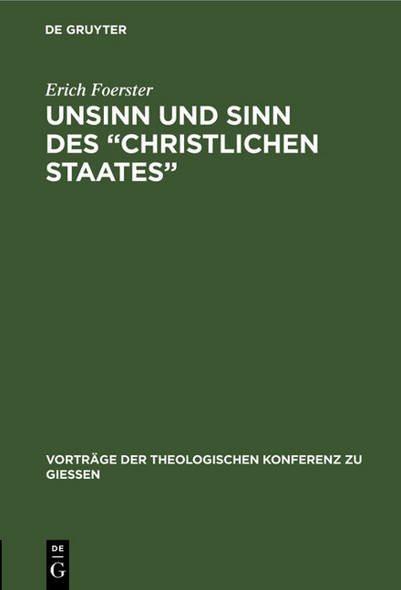 Unsinn und Sinn des 'Christlichen Staates' main product photo