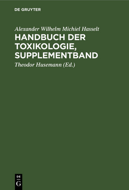 Handbuch der Toxikologie, Supplementband main product photo