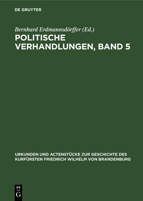 Politische Verhandlungen, Band 5 main product photo