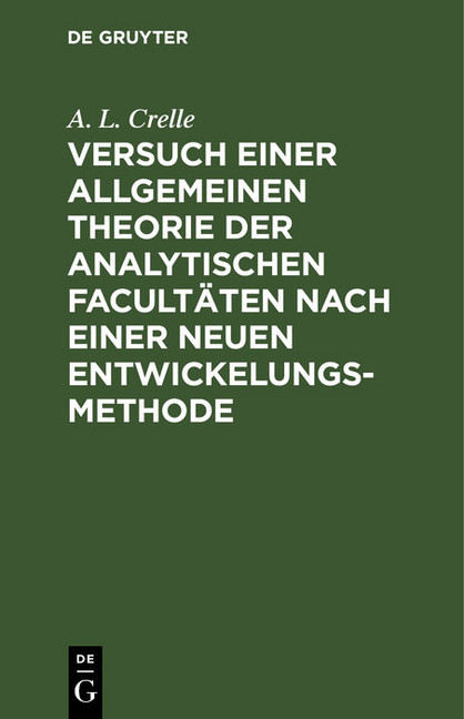 Versuch einer allgemeinen Theorie der analytischen Facultäten nach einer neuen Entwickelungs-Methode main product photo