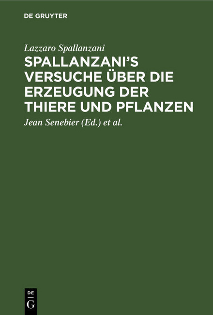 Spallanzani's Versuche über die Erzeugung der Thiere und Pflanzen main product photo