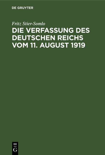 Die Verfassung des Deutschen Reichs vom 11. August 1919 main product photo