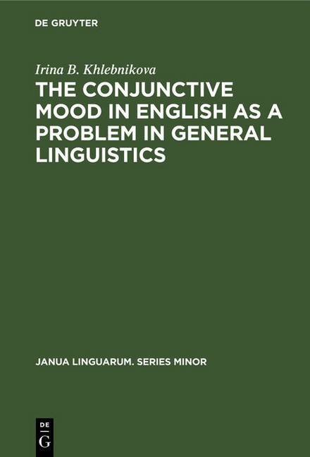 The Conjunctive Mood in English as a Problem in General Linguistics main product photo