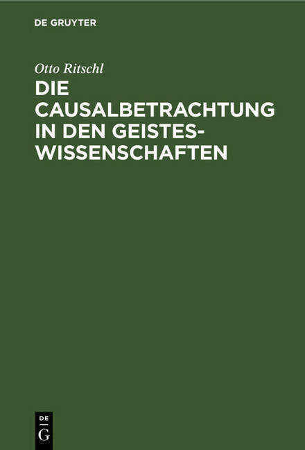 Die Causalbetrachtung in den Geisteswissenschaften main product photo