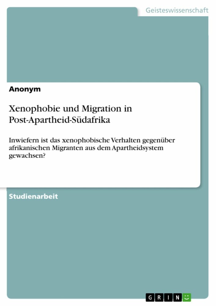 Xenophobie und Migration in Post-Apartheid-Südafrika main product photo