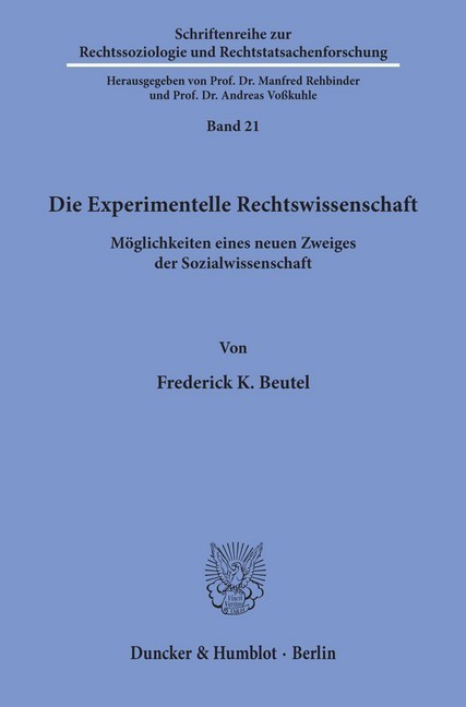 Die Experimentelle Rechtswissenschaft. main product photo