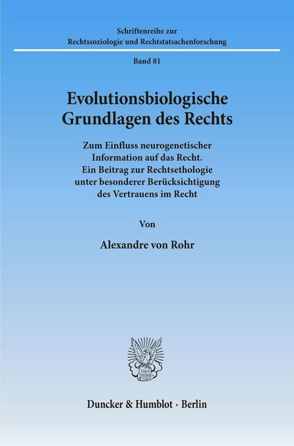 Evolutionsbiologische Grundlagen des Rechts. main product photo