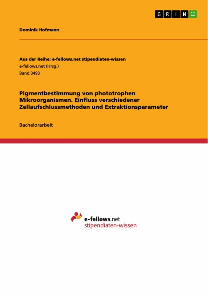 Pigmentbestimmung von phototrophen Mikroorganismen. Einfluss verschiedener Zellaufschlussmethoden und Extraktionsparameter main product photo