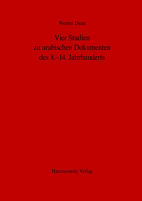 Vier Studien zu arabischen Dokumenten des 8.-14. Jahrhunderts main product photo