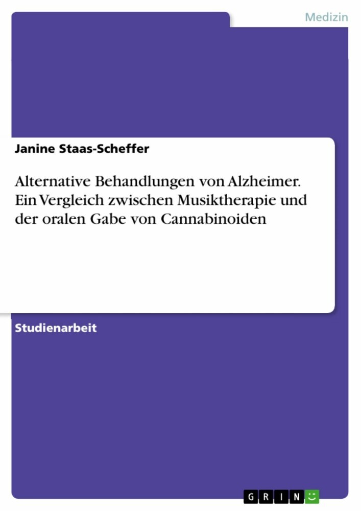 Alternative Behandlungen von Alzheimer. Ein Vergleich zwischen Musiktherapie und der oralen Gabe von Cannabinoiden main product photo