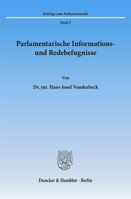 Parlamentarische Informations- und Redebefugnisse. main product photo