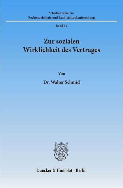 Zur sozialen Wirklichkeit des Vertrages. main product photo