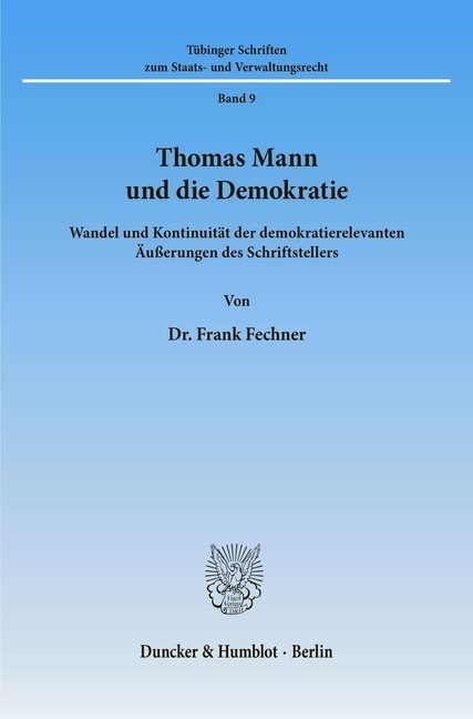 Thomas Mann und die Demokratie. main product photo