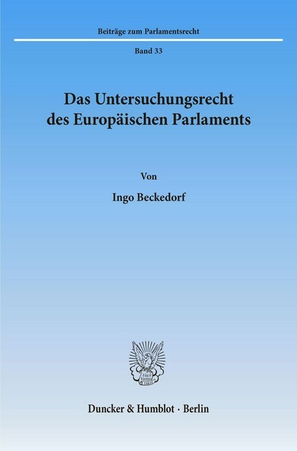 Das Untersuchungsrecht des Europäischen Parlaments. main product photo