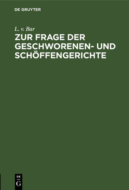 Zur Frage der Geschworenen- und Schöffengerichte; . main product photo