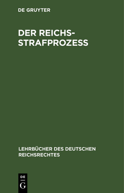 Der Reichs-Strafprozeß; . main product photo