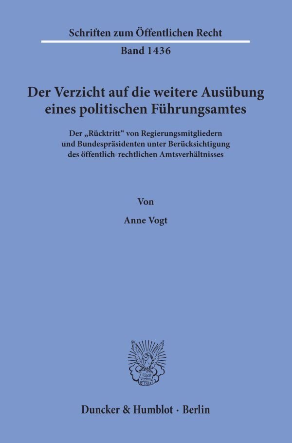 Der Verzicht auf die weitere Ausübung eines politischen Führungsamtes. main product photo