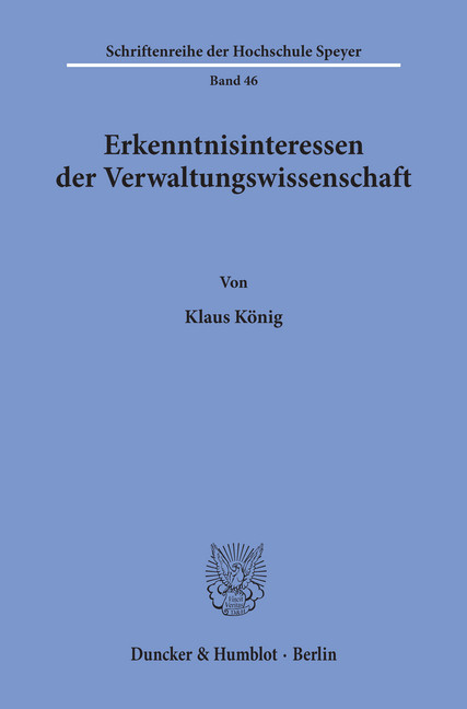 Erkenntnisinteressen der Verwaltungswissenschaft. main product photo