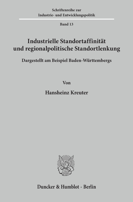 Industrielle Standortaffinität und regionalpolitische Standortlenkung. main product photo