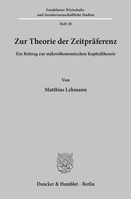 Zur Theorie der Zeitpräferenz. main product photo