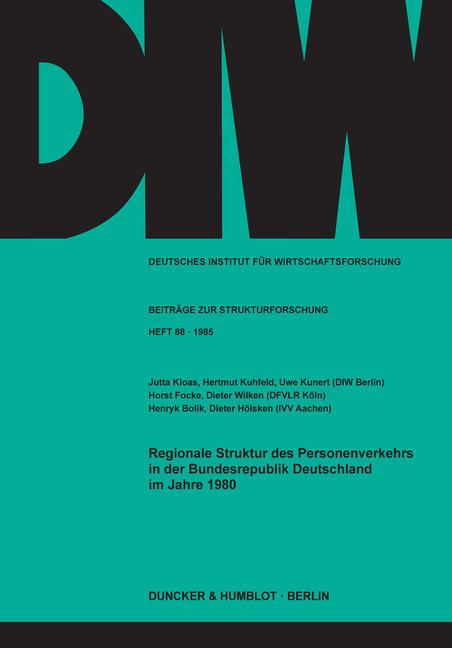 Regionale Struktur des Personenverkehrs in der Bundesrepublik Deutschland im Jahre 1980. main product photo