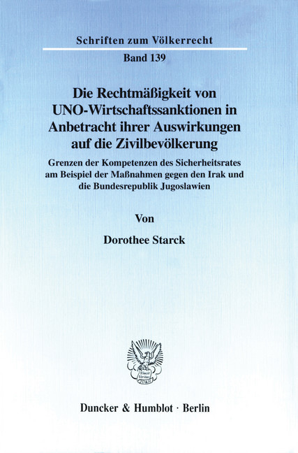 Die Rechtmäßigkeit von UNO-Wirtschaftssanktionen in Anbetracht ihrer Auswirkungen auf die Zivilbevölkerung. main product photo