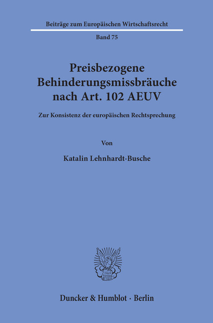 Preisbezogene Behinderungsmissbräuche nach Art. 102 AEUV. main product photo