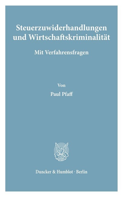 Steuerzuwiderhandlungen und Wirtschaftskriminalität. main product photo