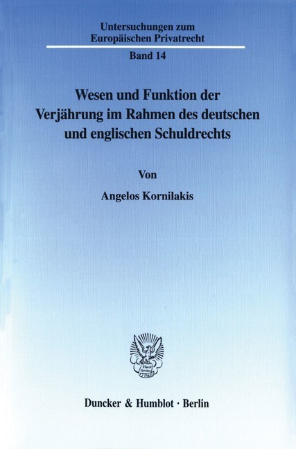 Wesen und Funktion der Verjährung im Rahmen des deutschen und englischen Schuldrechts. main product photo