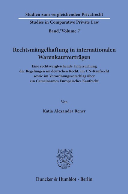 Rechtsmängelhaftung in internationalen Warenkaufverträgen. main product photo