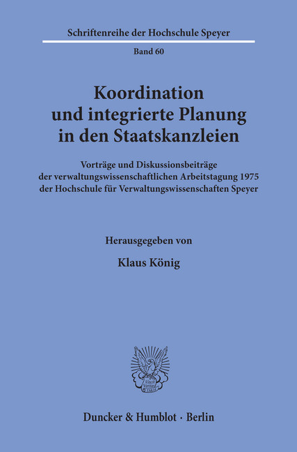 Koordination und integrierte Planung in den Staatskanzleien. main product photo