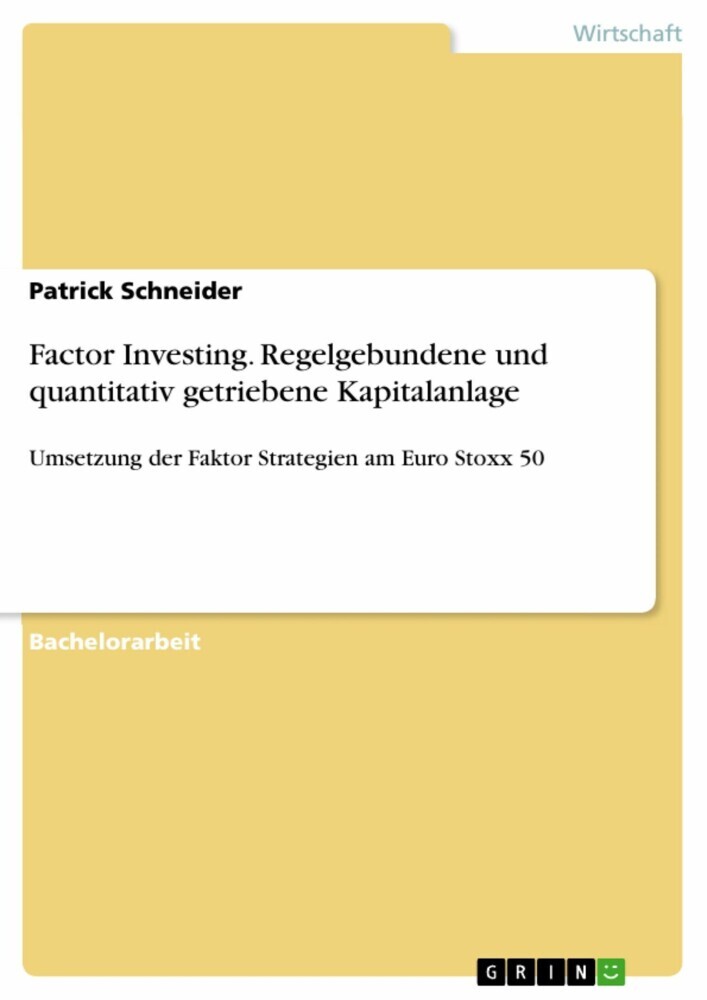 Factor Investing. Regelgebundene und quantitativ getriebene Kapitalanlage main product photo