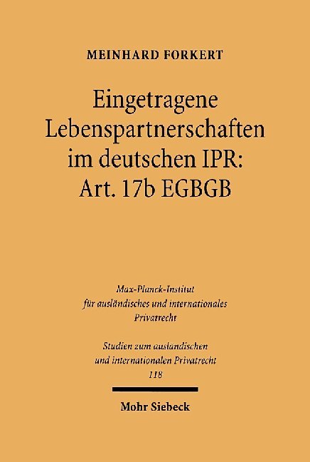 Eingetragene Lebenspartnerschaften im deutschen IPR: Art. 17b EGBGB main product photo