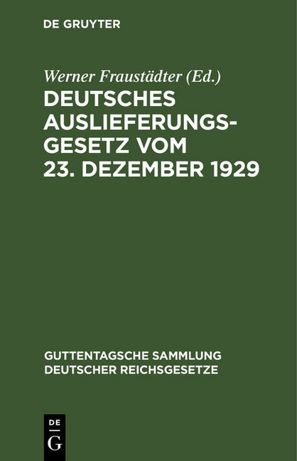 Deutsches Auslieferungsgesetz vom 23. Dezember 1929 main product photo