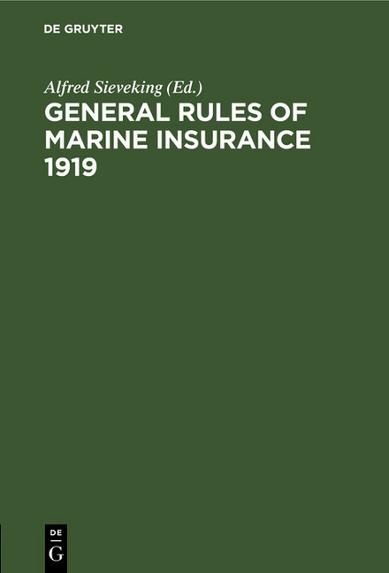 General Rules of marine insurance 1919 main product photo