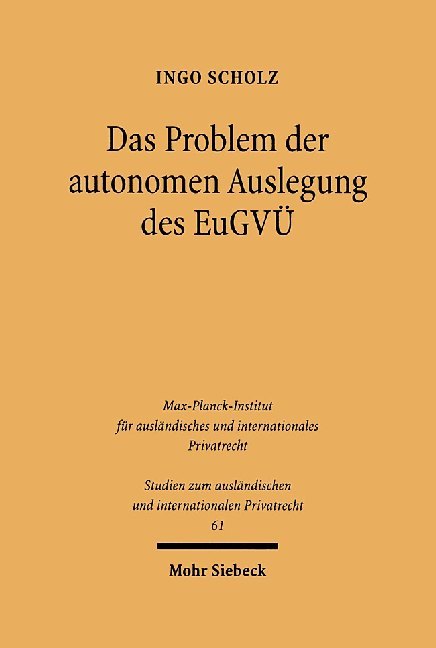 Das Problem der autonomen Auslegung des EuGVÜ main product photo