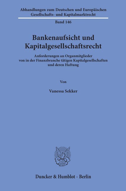 Bankenaufsicht und Kapitalgesellschaftsrecht. main product photo