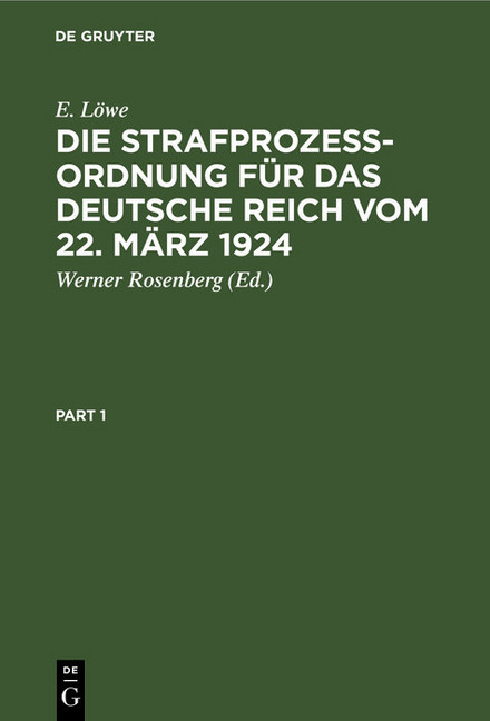 Die Strafprozeßordnung für das Deutsche Reich vom 22. März 1924 main product photo
