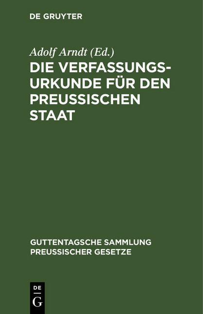 Die Verfassungs-Urkunde für den Preussischen Staat main product photo