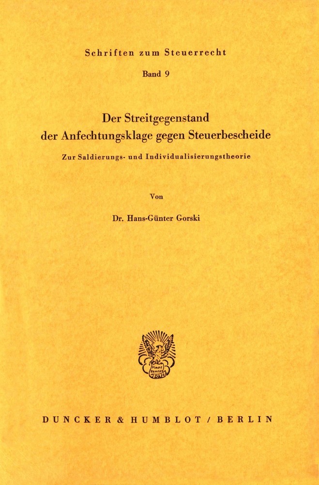 Der Streitgegenstand der Anfechtungsklage gegen Steuerbescheide. main product photo