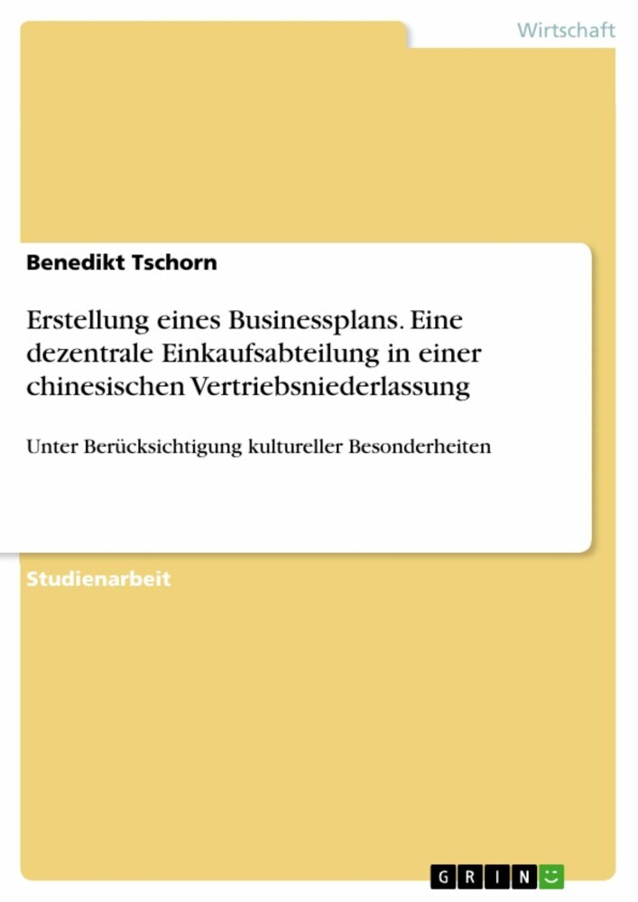 Erstellung eines Businessplans. Eine dezentrale Einkaufsabteilung in einer chinesischen Vertriebsniederlassung main product photo