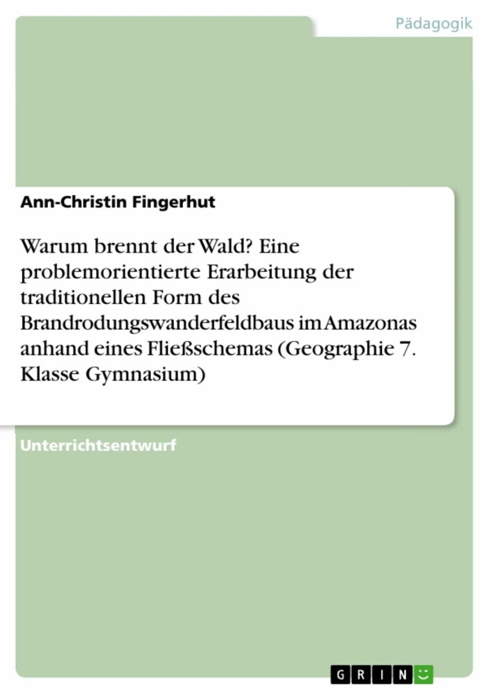 Warum brennt der Wald? Eine problemorientierte Erarbeitung der traditionellen Form des Brandrodungswanderfeldbaus im Amazonas anhand eines Fließschemas (Geographie 7. Klasse Gymnasium) main product photo