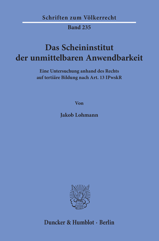 Das Scheininstitut der unmittelbaren Anwendbarkeit. main product photo