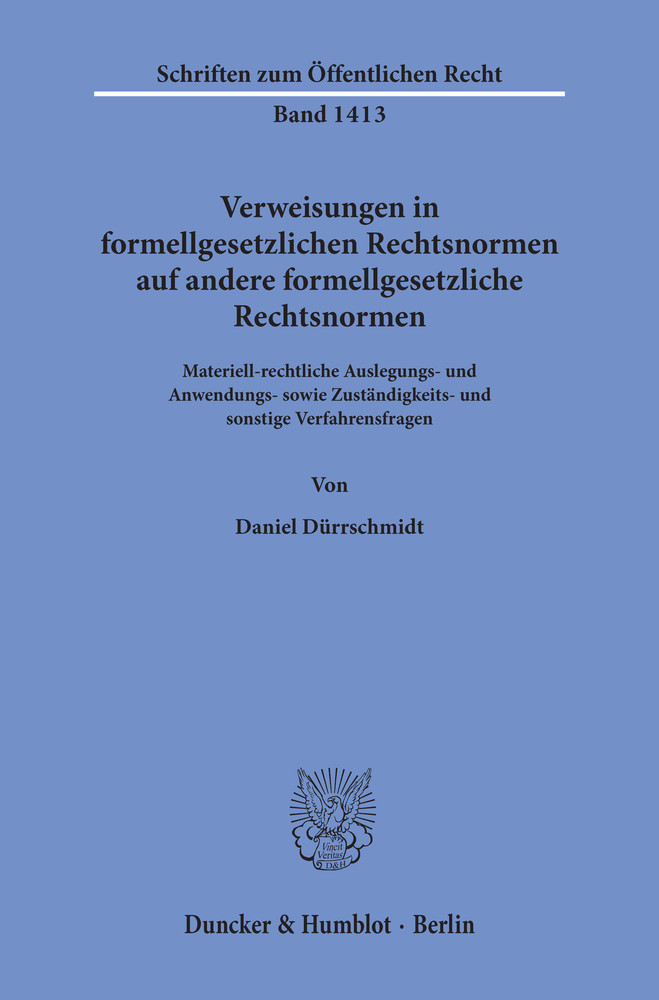 Verweisungen in formellgesetzlichen Rechtsnormen auf andere formellgesetzliche Rechtsnormen. main product photo