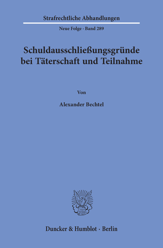 Schuldausschließungsgründe bei Täterschaft und Teilnahme. main product photo