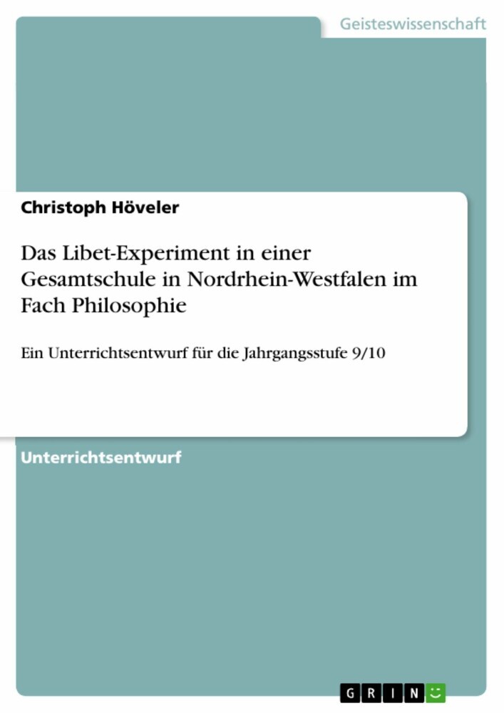 Das Libet-Experiment in einer Gesamtschule in Nordrhein-Westfalen im Fach Philosophie main product photo
