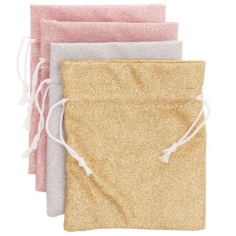 Glitter Beutel Set, Rosa, Silber, Gold