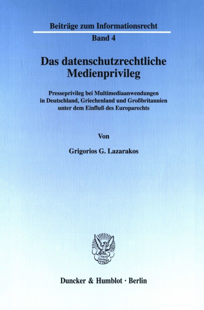 Das datenschutzrechtliche Medienprivileg. main product photo