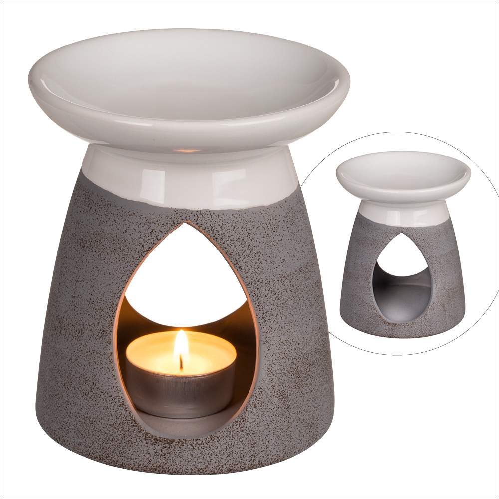 Aromalampe Keramik weiß-grau main product photo